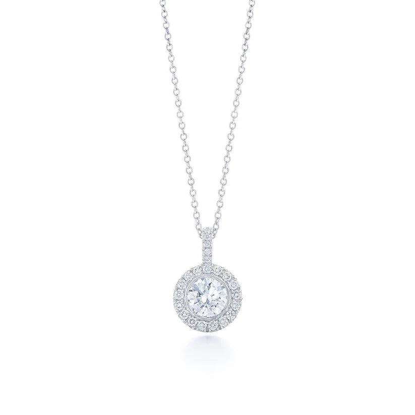 Weißgold Echt Diamanten Anhänger Halskette Kette 1,80 Karat Krappenset