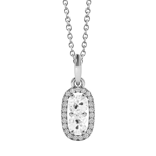 Zweifarbiger Halo-Stil, Runder Echte Diamantanhänger im Alten Minenschliff, 2 Karat