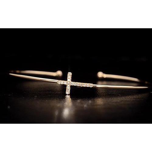 Gelbgold Armreif 1 Karat Natürliche Diamant Kreuz Damen Schmuck Neu