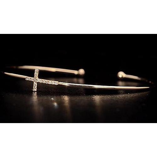 Gelbgold Armreif 1 Karat Natürliche Diamant Kreuz Damen Schmuck Neu