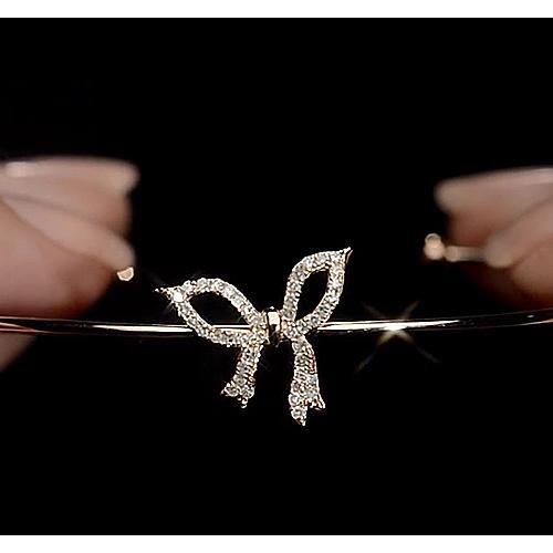 Natürliche Diamant Armreif 2 Karat Gelbgold Fliege Damen Schmuck