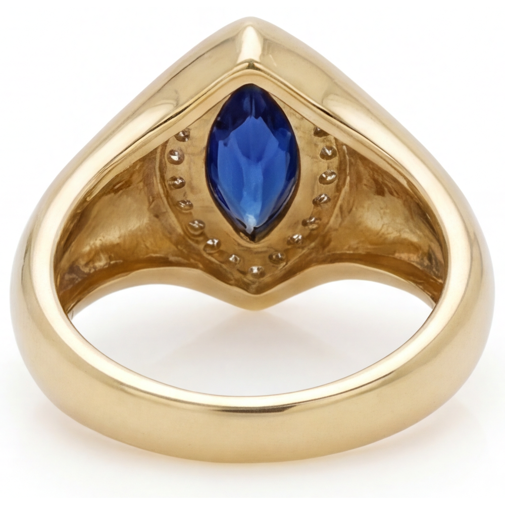 Natürlicher Blauer Saphir Schmuckstein-Ring – Draufsicht