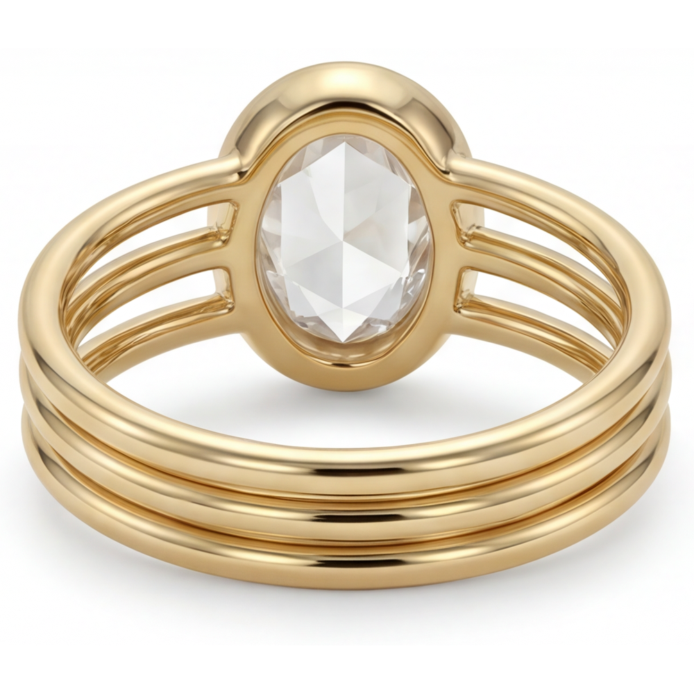Feiner Einzelstein-Ring 3 Karat – Profilansicht