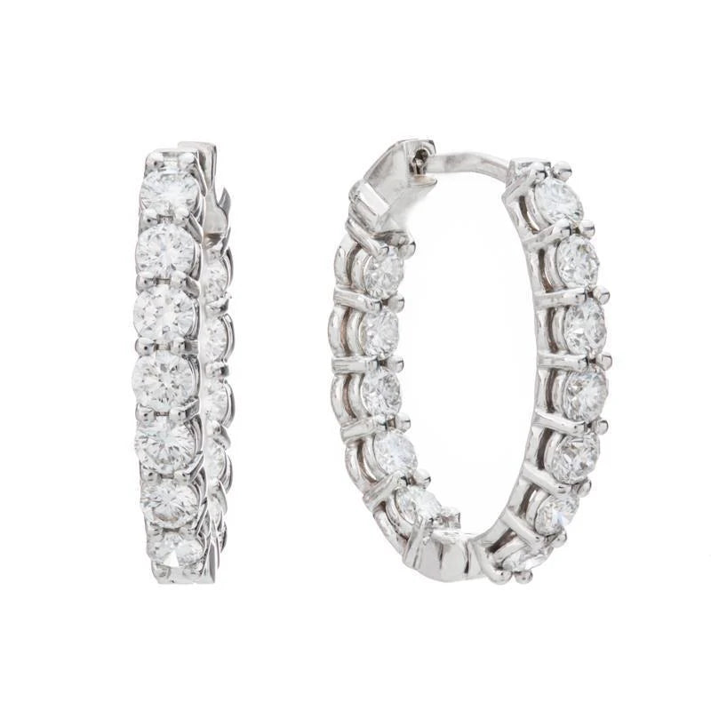 4.10 Karat funkelnde Echt Diamanten Damen Creolen 14K Weißgold