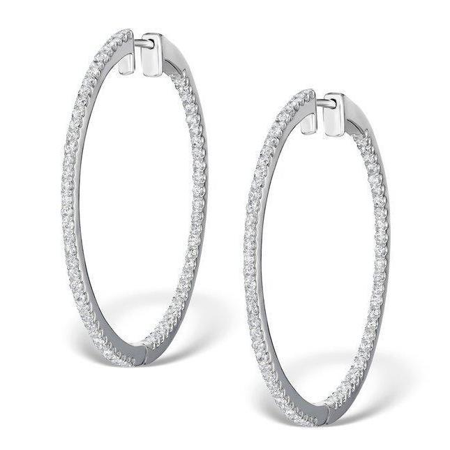 4.10 Karat Runde Brillantschliff Echt Diamanten Damen Creolen Gold