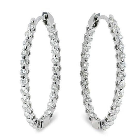 5,20 Karat Funkelnde Echt Diamanten Damen Creolen Gold Weiß 14K