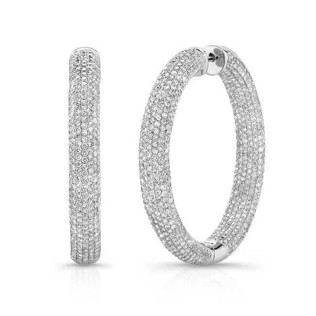 8,50 Karat kleine Runde Echt Diamanten Damen Creolen Gold Weiß 14K