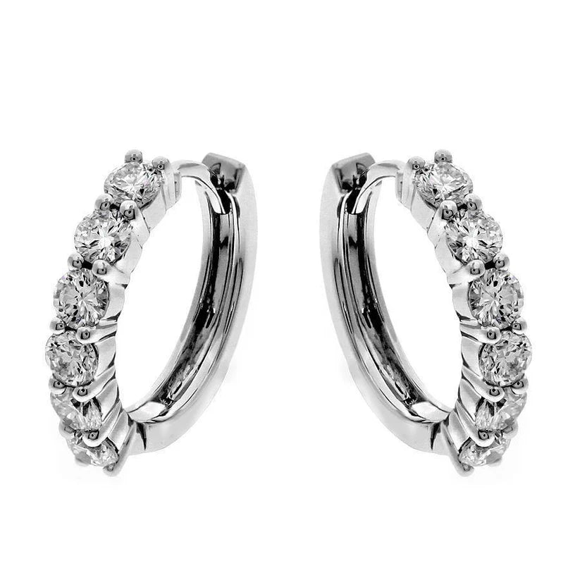 Weißgold 14K Funkelnd 3.00 Karat Echte Diamanten Damen Creolen