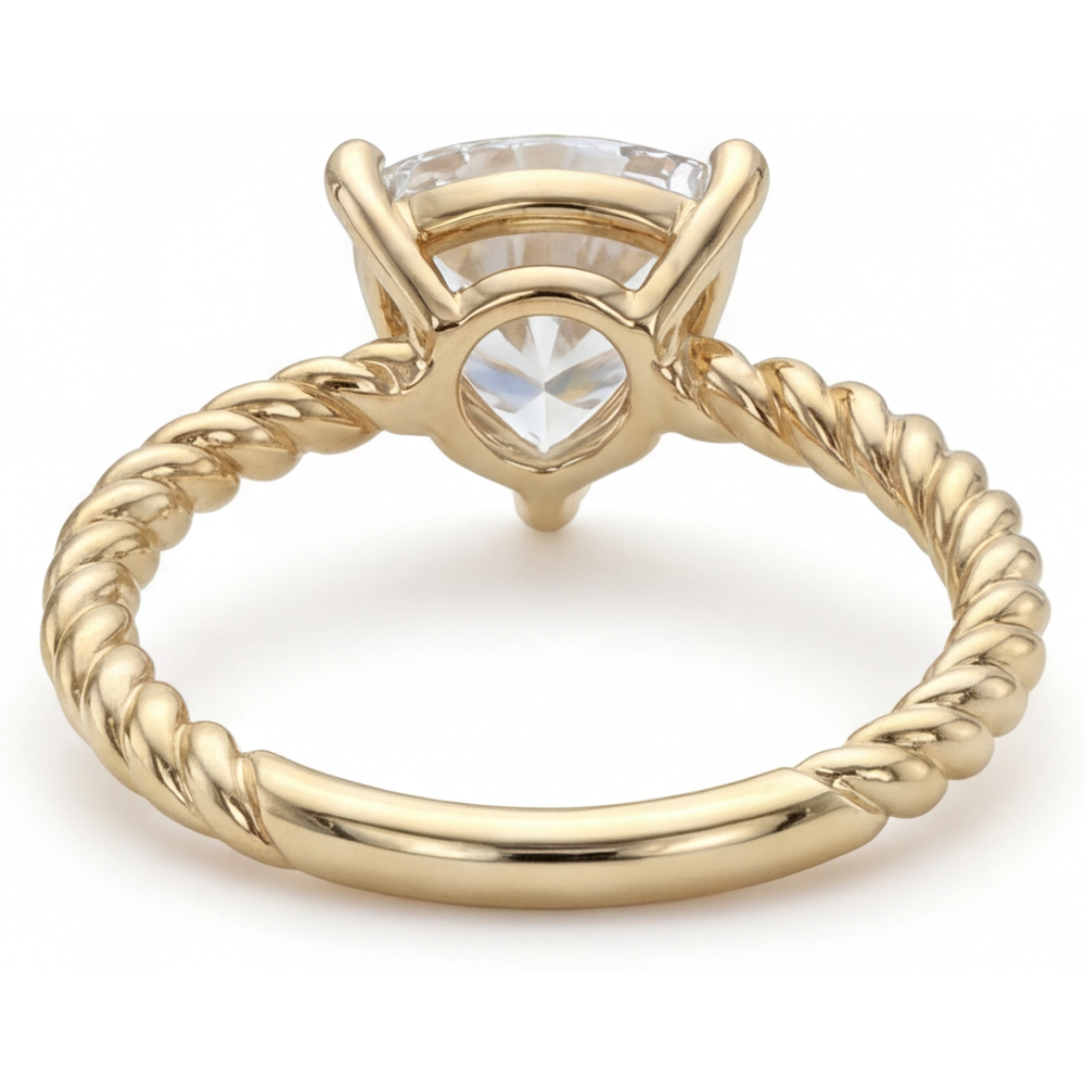 Trillion-Schliff Diamant Ring in 14K Gelbgold – Rückansicht