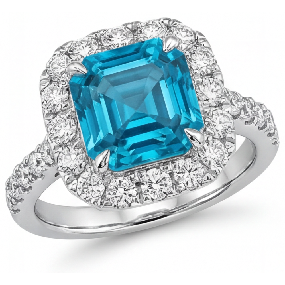Asscher Diamant Ring in 14K Weißgold – Hauptansicht