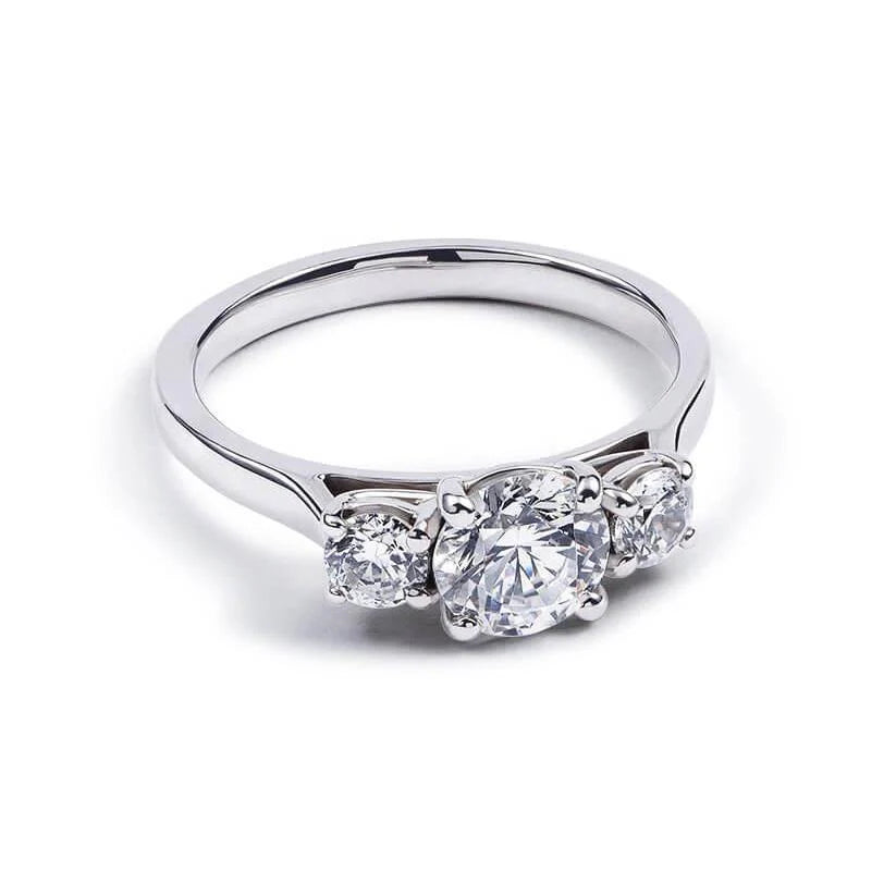 1.60 Ct Runder Echt Diamant 3 Stein Verlobungsring Massiv Weißgold 14K