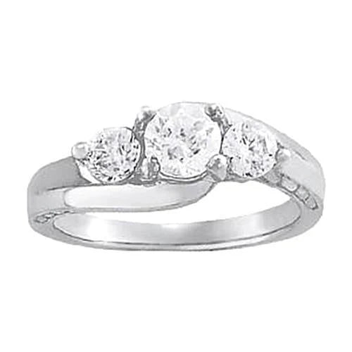 2 Karat Echte Diamant-Verlobungsring Weißgold 14K Drei Steine