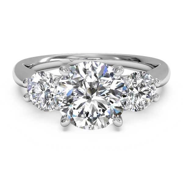 2 Karat Runder Diamant-Verlobungsring Mit Drei Steinen Weißgold 14K