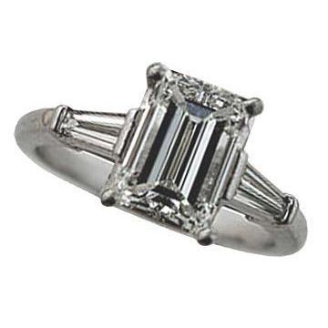 2.01 Ct. Smaragd-Echte Diamant-Verlobungsring Mit 3 Steinen Neu