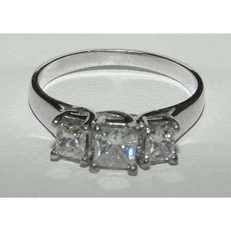 2.01 Karat Prinzessinnenschnitt Echt Diamant-Verlobungsring Drei Steine