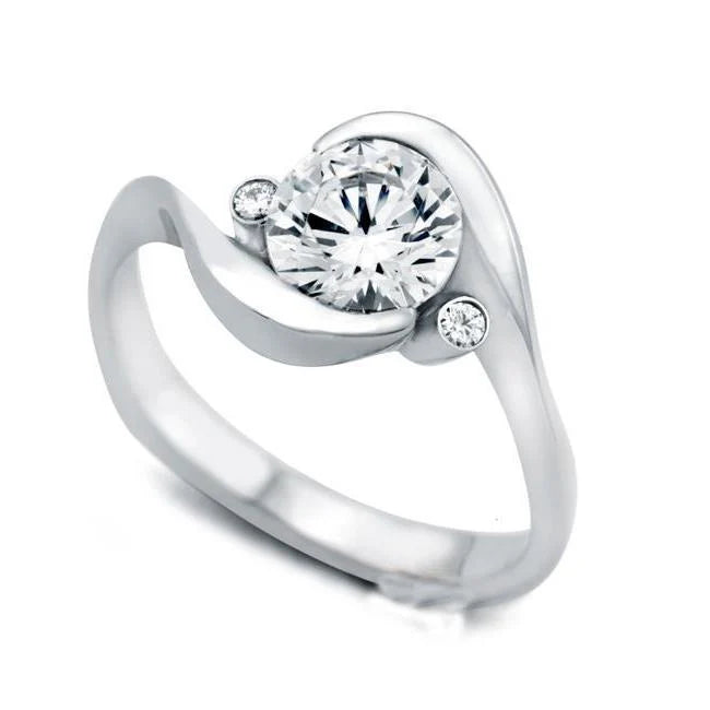 2.40 Karat 3 Steine Stil Echt Diamant Verlobungsring Weißgold 14K