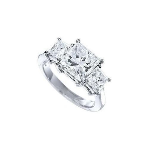 3.25 Karat Prinzessin Schliff Echte Diamant-Verlobungsring Mit Drei Steinen
