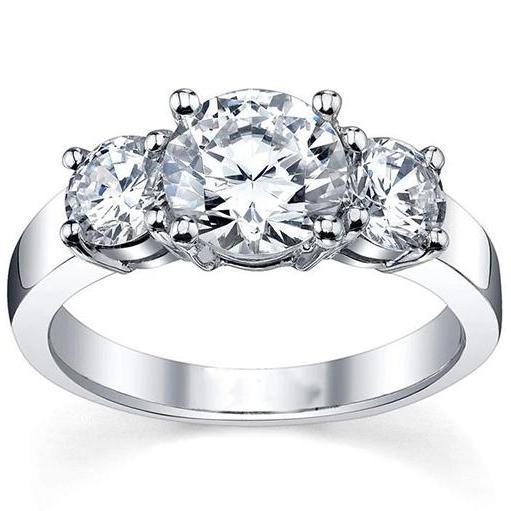 Drei-Stein-Echt Diamant-Verlobungsring 3.50 Karat Weißgold 14K