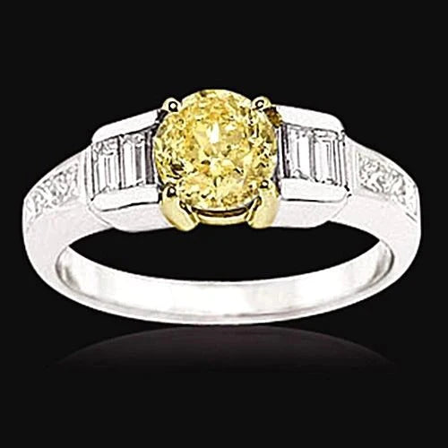 Natürliche Gelber kanarischer Jubiläumsring Rundschliff Goldschmuck