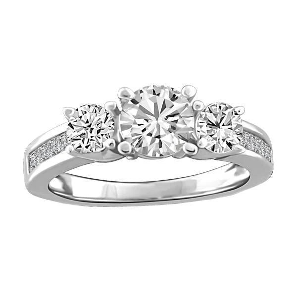 Rundschliff Natürliche Diamant 3 Stein 3.50 Karat Verlobungsring 14K Weißgold