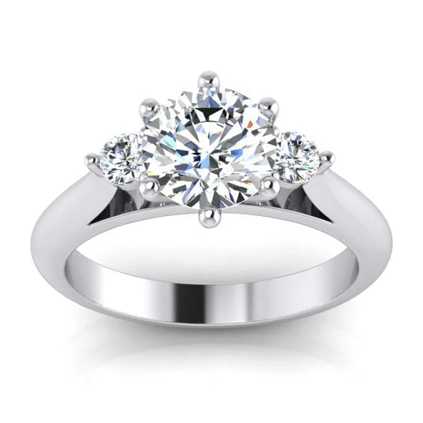 Vergangenheit Gegenwart Zukunft 3-Stein-Rund Echt Diamant-Jubiläumsring