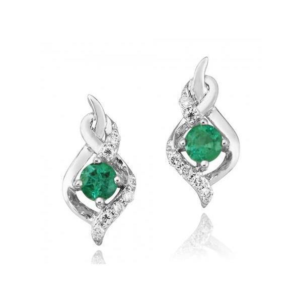 Rundschliff 4,80 Karat Grün Smaragd & Diamanten Ohrstecker Weißgold 14K