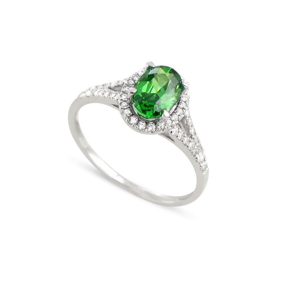 6,75 Karat Grün Smaragd-Diamant-Ring Weißgold 14K