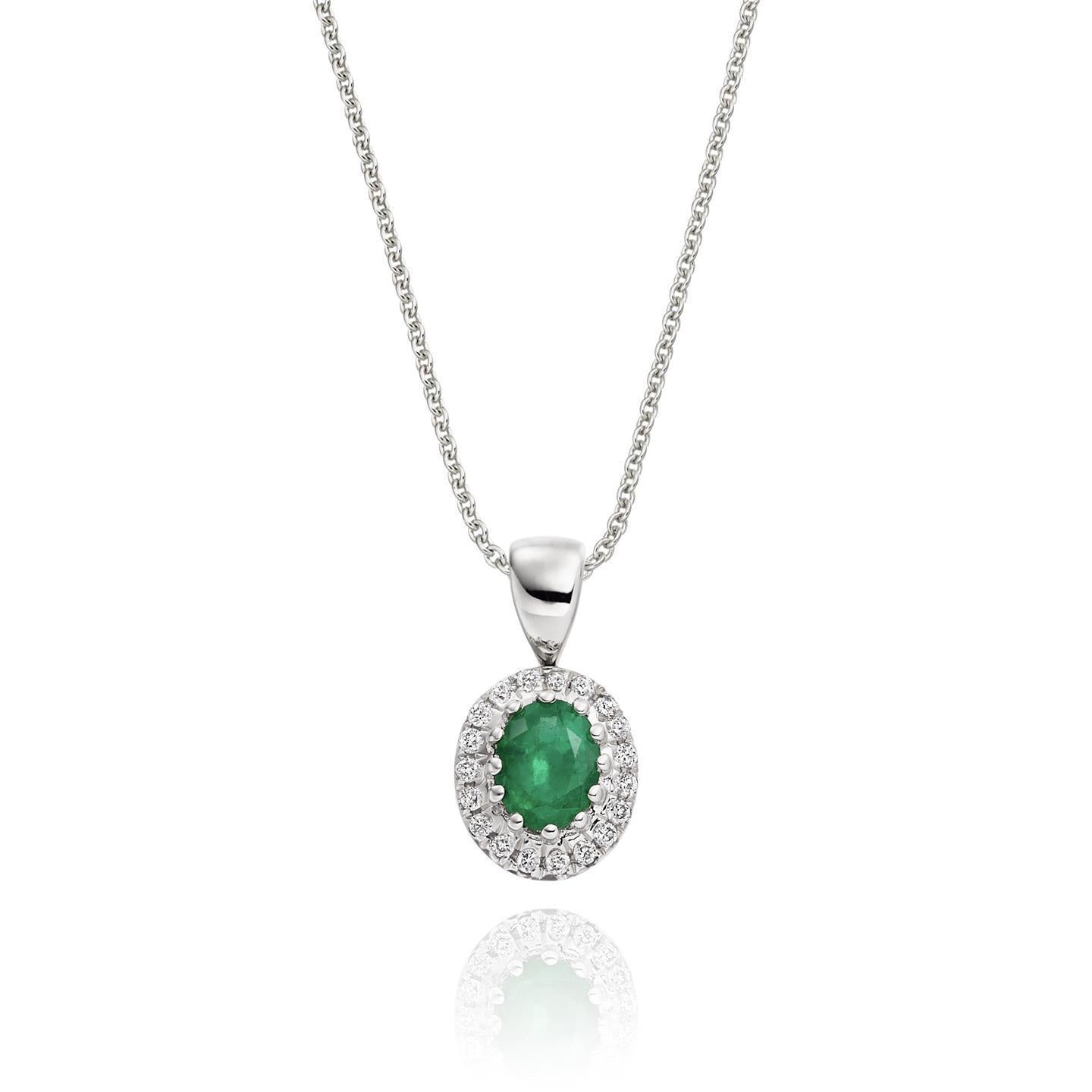 6,70 Karat Grün Smaragd & Diamant Edelstein Halskette Prong 14K Weißgold