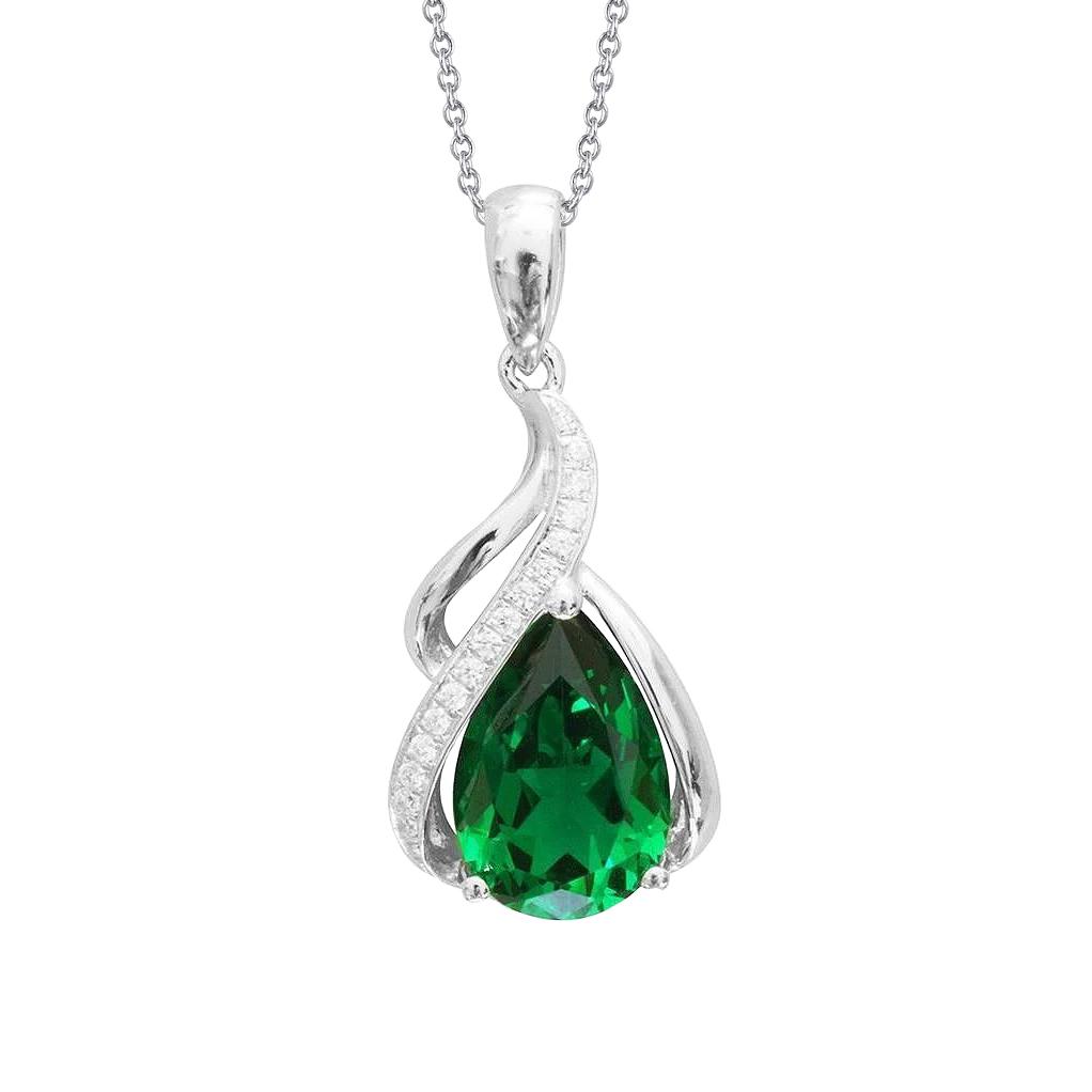 8.40 Karat Grün Smaragd-Diamant-Halskette Weißgold 14K
