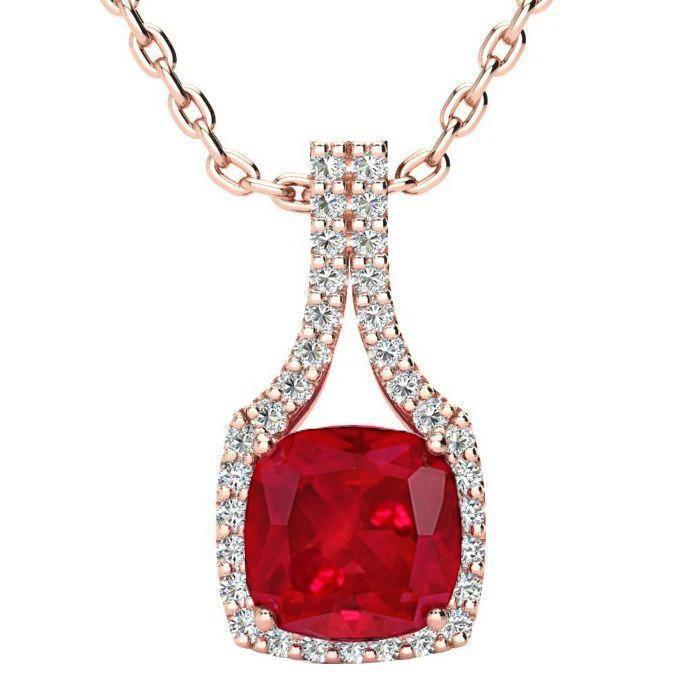 Anhänger Halskette Kissen Rubin mit runden Diamanten 11,00 ct.