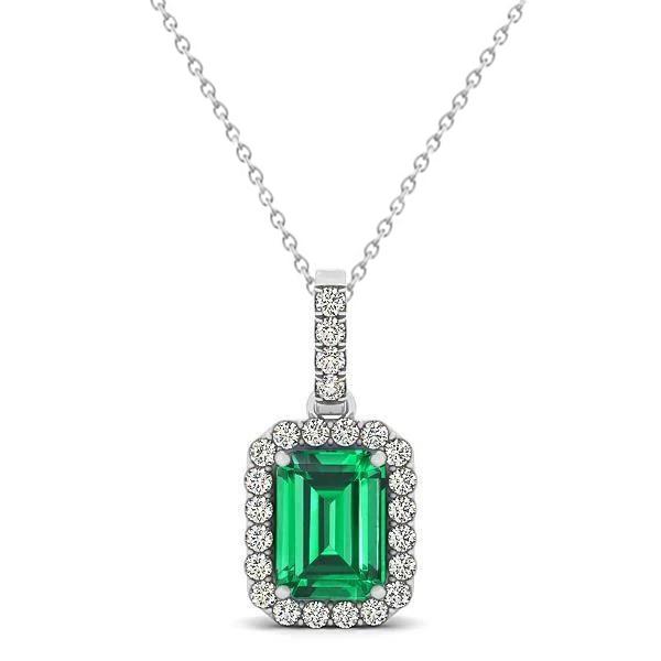 Kolumbianische Grün Smaragd- und Diamant-Edelstein-Anhänger-Halskette 5,50 Karat