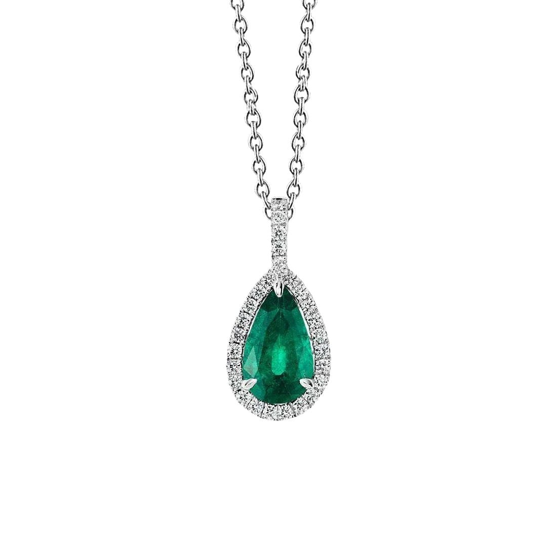 Kolumbianischer Grün Smaragd- und Diamant-Edelstein-Anhänger mit Kette 8.25 Karat