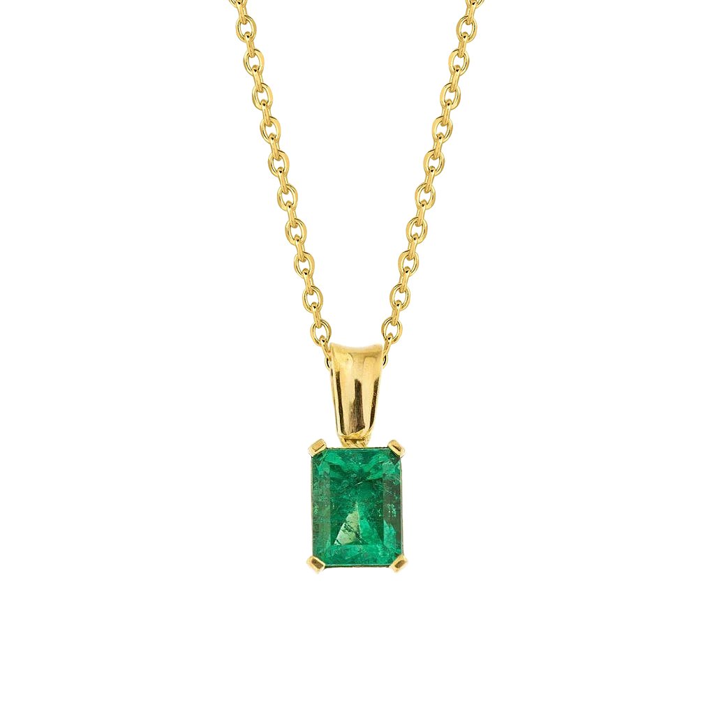 Krappen-Set 8 Karat Radiant Cut Grün Smaragd-Edelstein-Anhänger