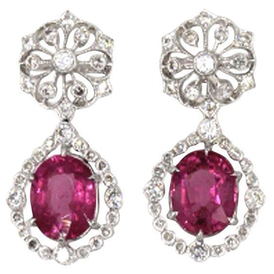 Damen Weißgold Rosa Turmalin Diamant Dangle Feiner Ohrring 14 Ct. - harrychadent.ch