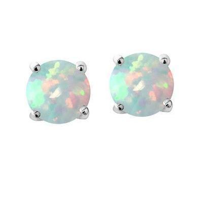 Krappen Set Rundschliff 14 Karat Opal Ohrstecker Weißgold 14K - harrychadent.ch
