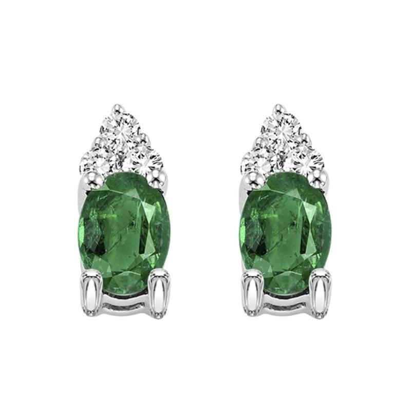 Weißgold 14K 5,60 Karat Grün Smaragd und Diamanten Ohrstecker Neu