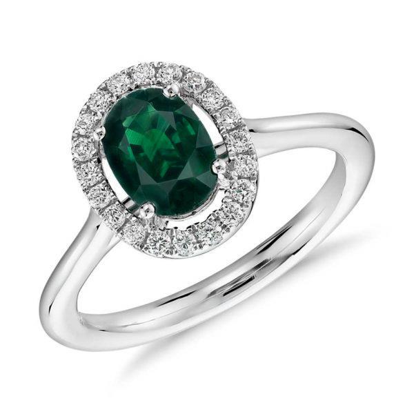 2,50 Karat Krappen-Set Grün Smaragd und Diamanten Ehering Weißgold