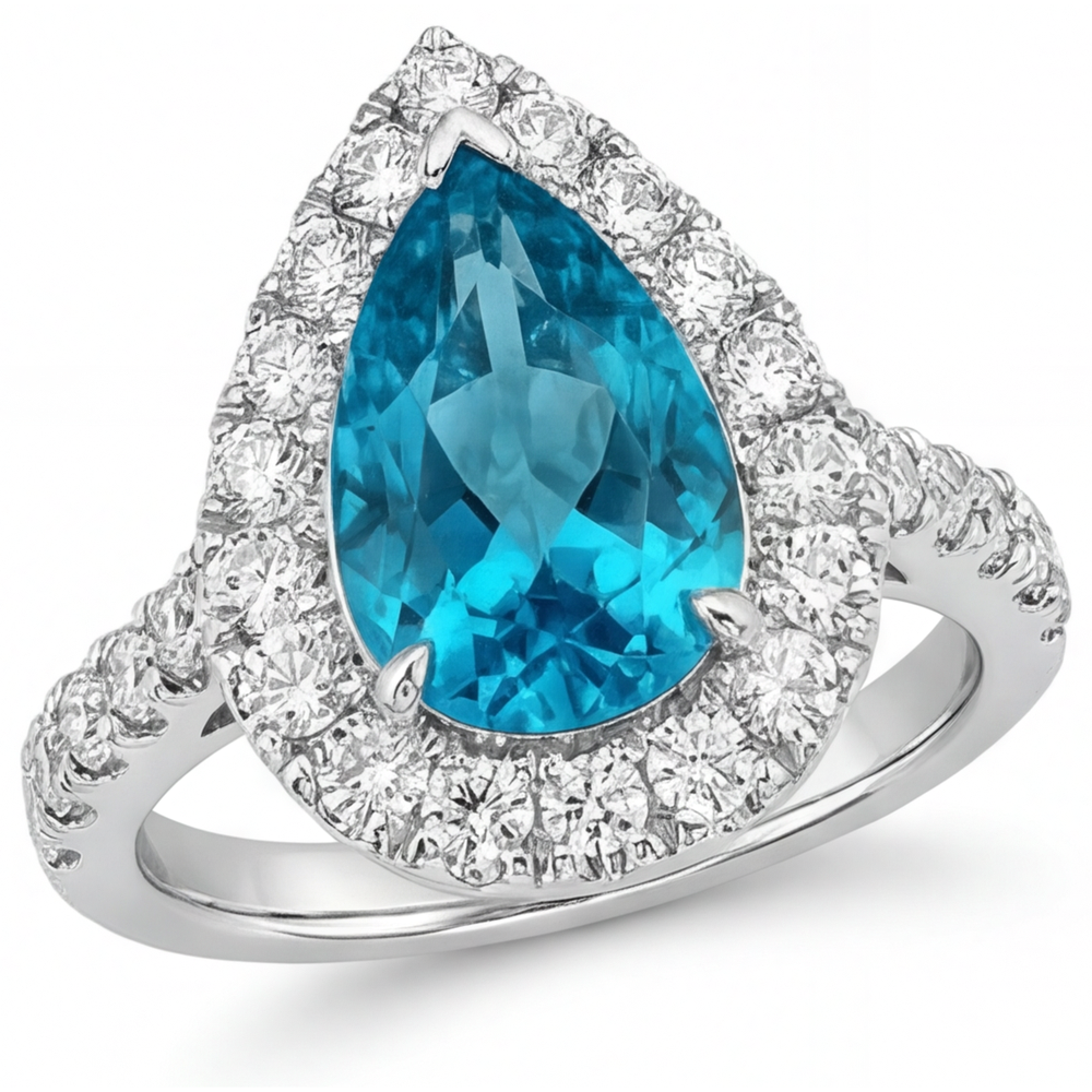 Halo-Fassung Ring 14K Weißgold mit Edler Diamant – Hauptansicht