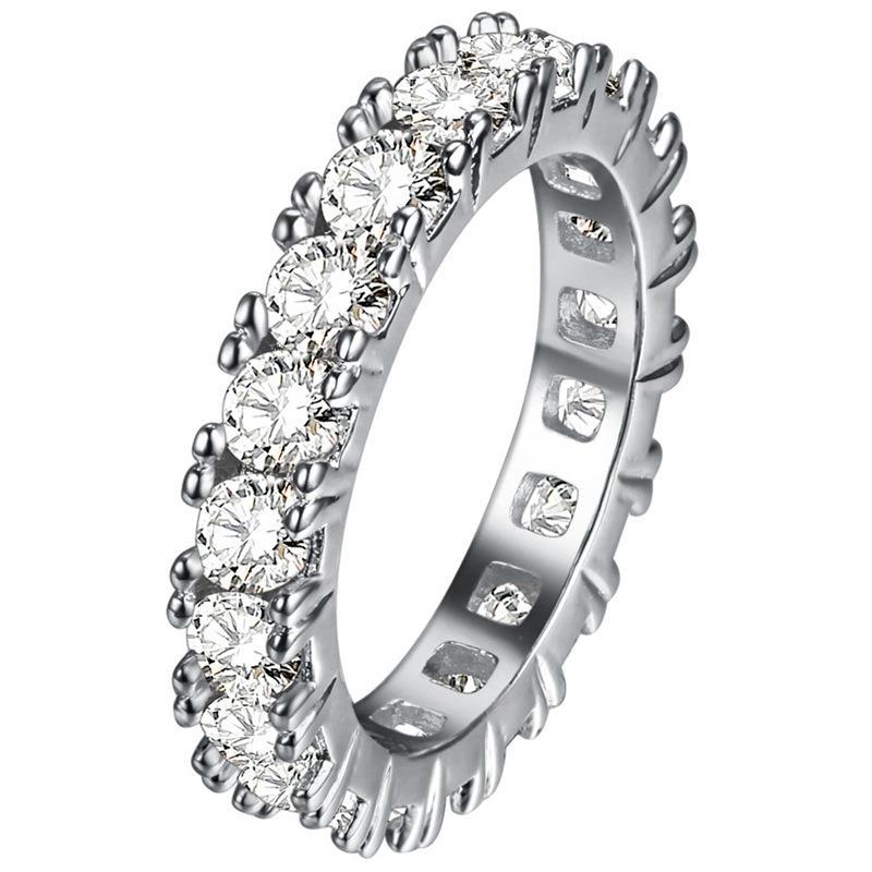 Runder Echt Diamant-Verlobungsring Ewigkeit Band 3 Karat WG 14K