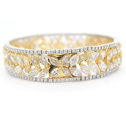 Frauen Natürliche Diamantarmband 40.50 Karat zweifarbiges Gold 14K Prong Schmuck