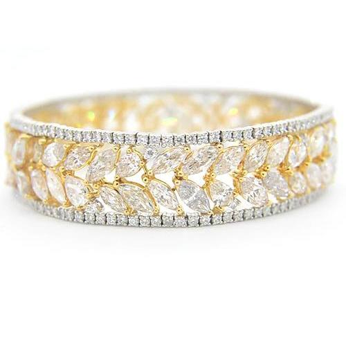 Frauen Natürliche Diamantarmband 40.50 Karat zweifarbiges Gold 14K Prong Schmuck