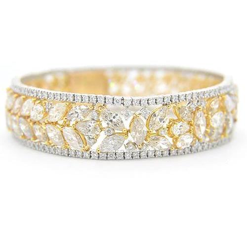 Frauen Natürliche Diamantarmband 40.50 Karat zweifarbiges Gold 14K Prong Schmuck