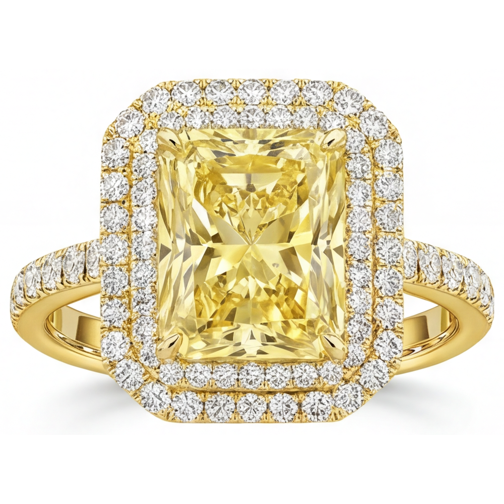 Stilvoller Gelber Kanarienvogel-Diamant Schmuck-Ring 4,25 Karat – Hauptansicht