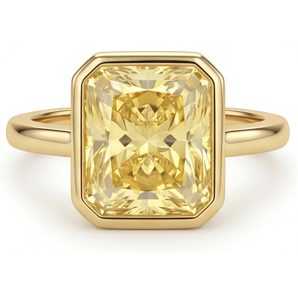 Radiant-Schliff Gelber Kanarienvogel-Diamant Ring in 14K Gelbgold – Hauptansicht