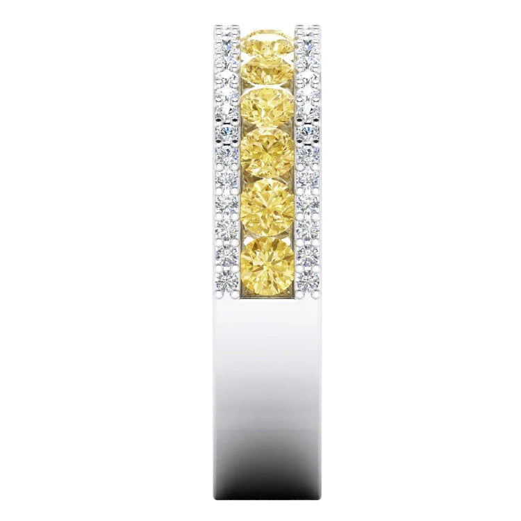 Halbe Ewigkeit Gelbe Kanarische Und Weiße Echte Diamant Gold Band