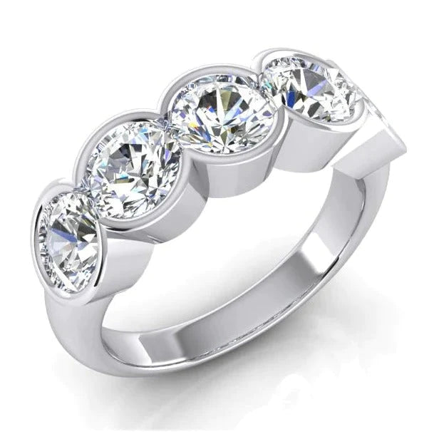 5 Stein Halbe Lünette Rundes Natürliche Diamantband 3 Karat