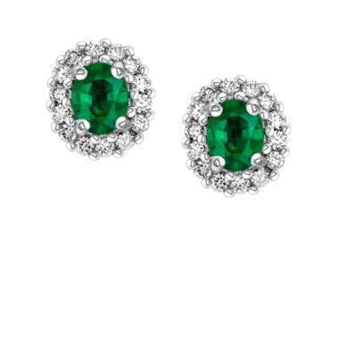 6,40 Karat Krappenset Grün Smaragd und Diamanten Ohrstecker Halo Ohrringe Wg 14K
