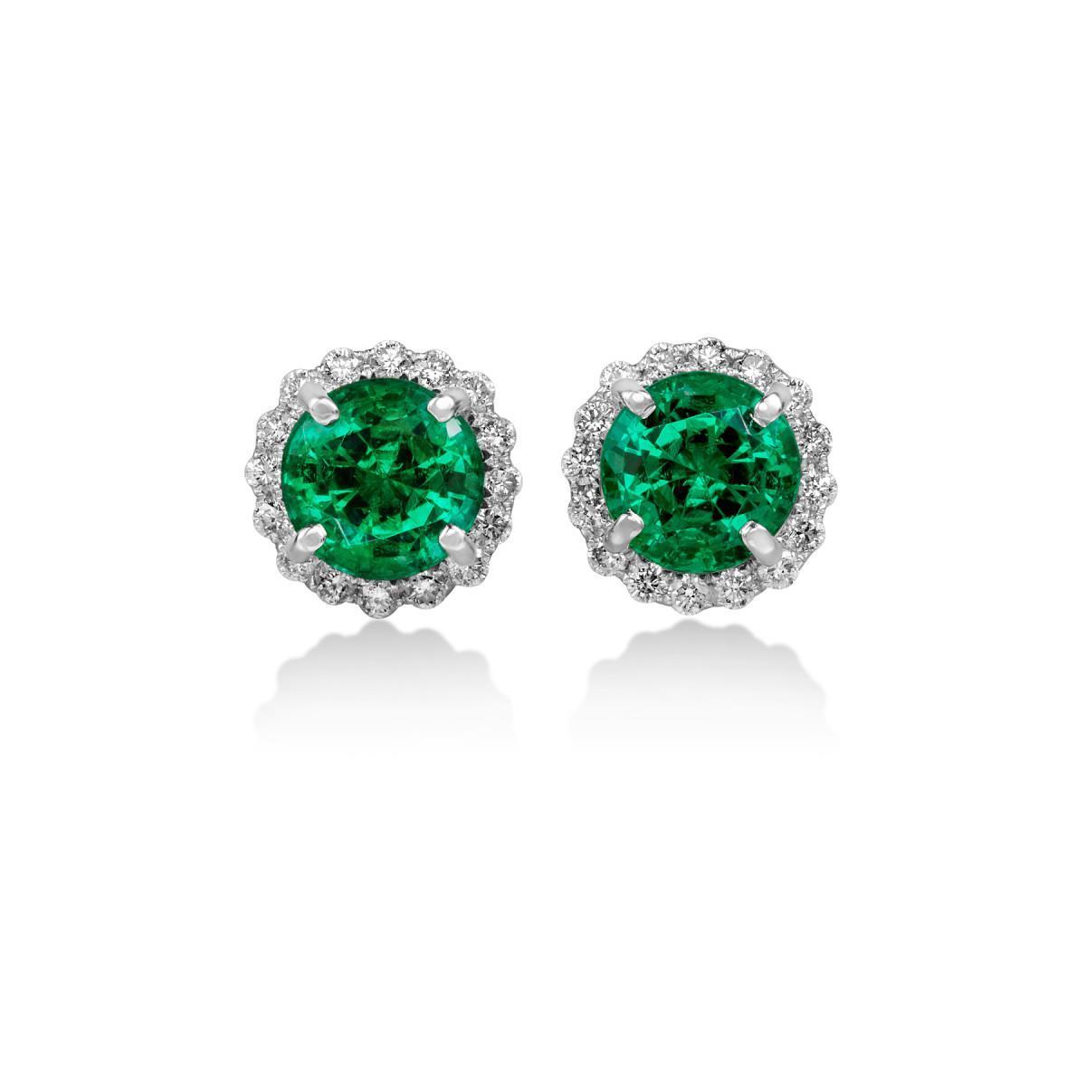 Grün Smaragd mit Diamanten 5,80 Karat Halo Ohrstecker Weißgold 14K