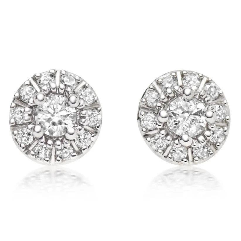 Runde Brillantschliff-Halo-Echt Diamant-Ohrstecker 1.70 Ct. Weißgold 14K