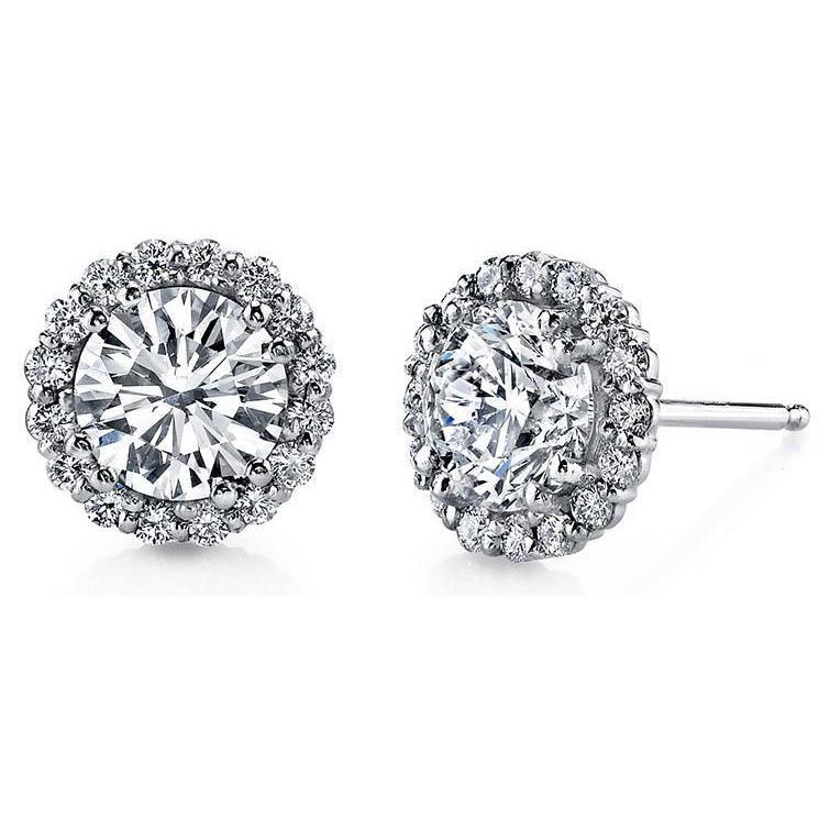 Runder Natürliche Diamant-Ohrstecker Halo 4,30 Karat Damenschmuck 14K Gold
